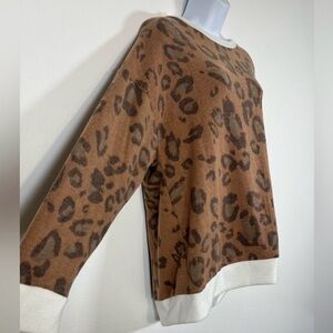 a.gain Leopard Print Sweatshirt Made in USA Oversized Brown Cream